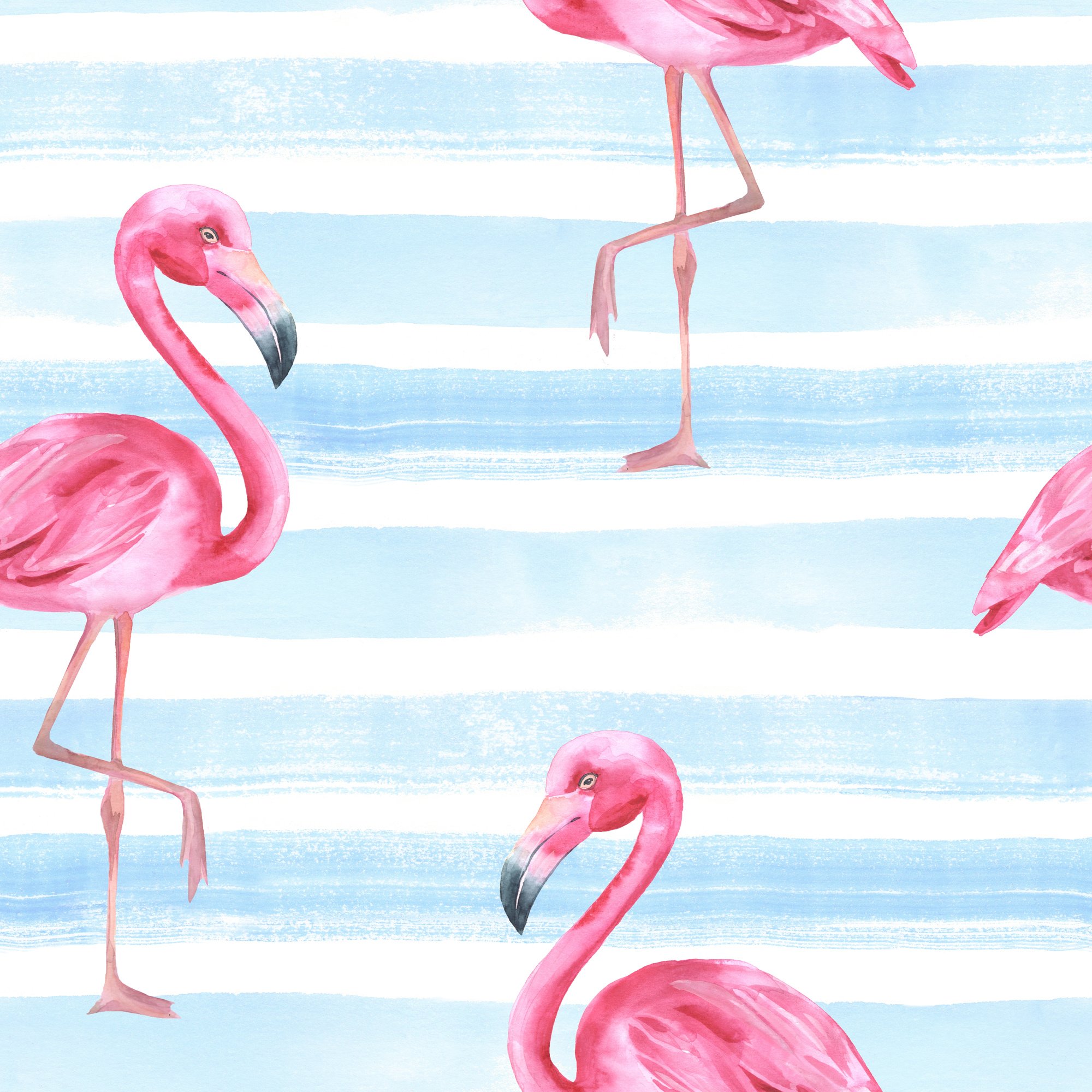 Pink Flamingo Watercolor Seamless Pattern